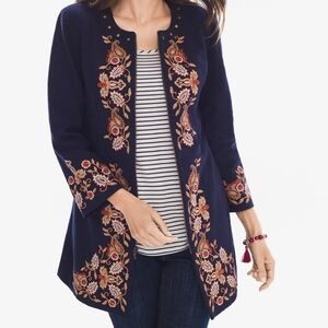 Chico's Navy Embroidered Jacket
